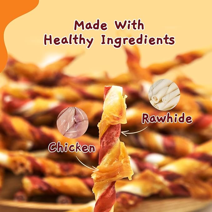 Jungle Calling Dog Treats, Chicken Wrapped Rawhide Chew Sticks - High Protein, Low Fat Dental Chews for Teeth Cleaning & Training Rewards, 10.6oz