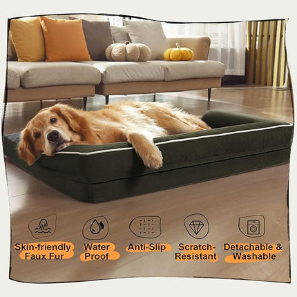 Dog Bed Large Sized Dogs-Orthopedic Waterproof Bed for Dogs,Large Dog Beds with Washable Removable Cover & Non-Slip Bottom