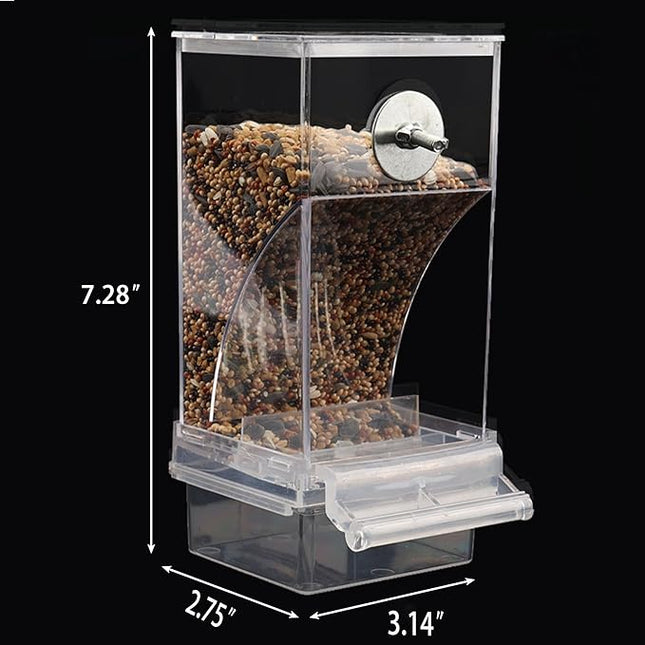 Automatic Bird Feeder, No Mess Acrylic Parrot Foraging Feeder, Transparent Bird Feeders Container Cage Accessories for Most Birds Parrot Canary Cockatoo(2 Pack)