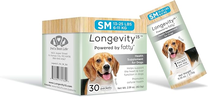 Longevity15 – C15:0 – Fatty Acid Health Supplement for Dogs – Healthy Pet Supplies – for Small Dogs, 3 Pack