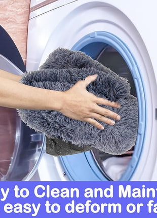 Cat Bed - Calming Cat Bed for Small Kittens Donut Washable Round for Indoor Kittens and Puppies, Anti-Slip Round Fluffy Plush Faux Fur,Large, Dark Blue