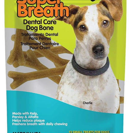 Fido - Super Breath Dental Care Bones for Dogs - 13 Count Small Dog Dental Treats for Small Dogs (Made in USA) - Tasty Dog Dental Chews Help Reduce Plaque, Tartar Buildup, and Freshens Breath