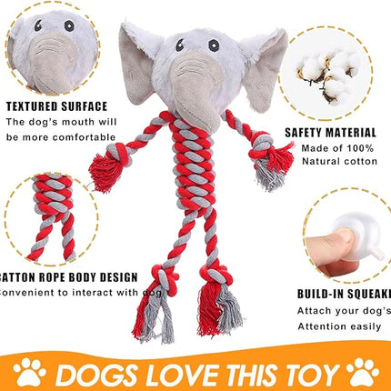 Rope Dog Toys to Keep Them Busy - Tug of War Dog Toys for Boredom Plush Interactive Squeaky Puppy Toys for Small Medium Large Dogs
