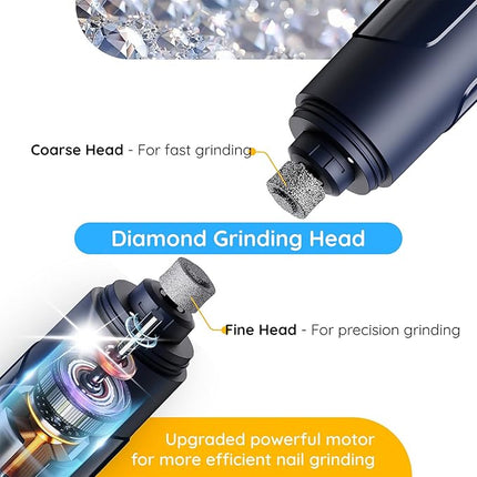 Bonve Pet Nail Grinder for Dogs - Electric Dog Nail Trimmers with 2 LED Lights Super Quiet, Coarse & Fine Wheels. Rechargeable, 2 Speeds for Small Large Dogs & Cats