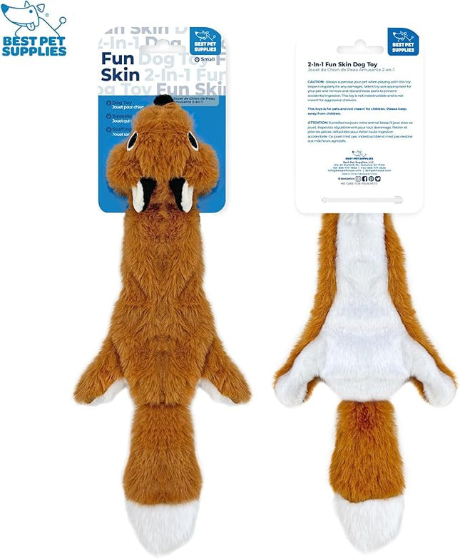 Best Pet Supplies Squeaky Dog Toys with Soft Durable Fabric for Small, Medium and Large Pets Interactive Toy for Indoor Play, Supports Active Biting and Play - Fox, Raccoon, Small