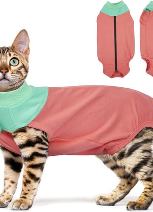 Cat Recovery Suit Female, Breathable Onesie After Surgery Female for Abdominal Wounds or Skin Diseases, Anti-Licking Full Body Cat Surgery Recovery Suit, E-Collar Alternative Wear