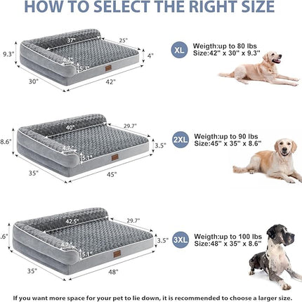 BFPETHOME Orthopedic Dog Beds for Large Dogs-Waterproof Sofa Dog Bed with Removable Washable Cover, Big Pet Bed with Waterproof Lining and Nonskid Bottom,Pet Bed for Large Dogs