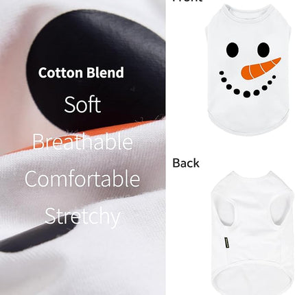 Fitwarm Snowman Dog Christmas Outfit, Holiday Dog Clothes for Small Dogs Boy Girl, Cute Pet Shirt, Black, White, Orange, Medium