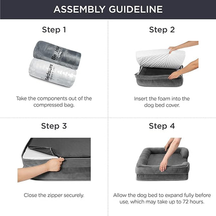 Bedsure Orthopedic Dog Beds Large Sized Dog - Washable Large Dog Cat Bed Waterproof, Comfort Dogs Couch Sofa with Washable Removable Cover, Pet Bed with Nonskid Bottom, Dark Grey, 35"