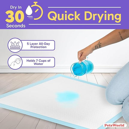 PETSWORLD Giant Dog Potty Pads, Odor-Eliminating, 36" x 36", Ultra Absorbent 5-Layer Leak-Proof Training Pads for Dogs & Cats (36x36, 600 Count)