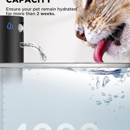 Cordless Cat Water Fountain, Battery Operated, 4L/135fl oz Stainless Steel Pet Water Fountain for Cats Dogs with Motion Sensor, Ultra Quiet Cat Drinking Fountain with 6 Filters (YPD-C004S)