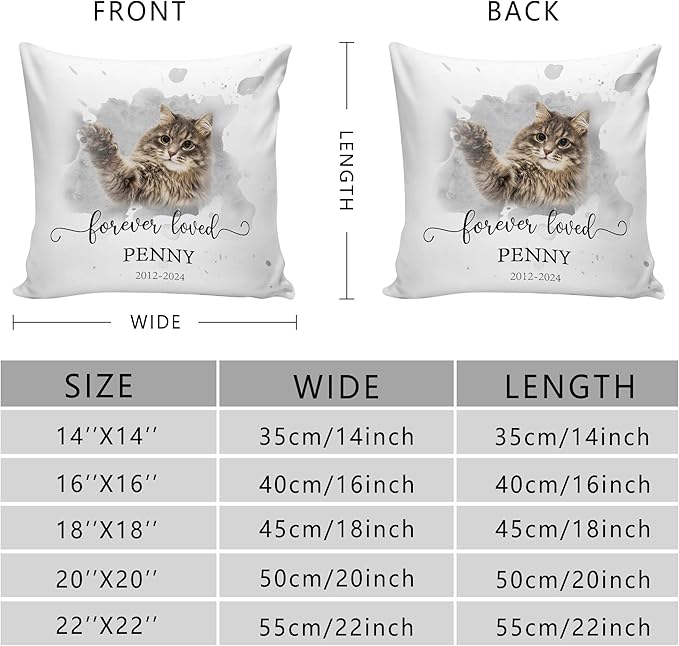 Funny DIY Custom Pet Memorial Gifts for Loss of Dogs, Personalized Pet Watercolor Portrait Throw Pillows with Pictures, Dog Cat Memorial Pillow, Customized Bereavement Sympathy Gifts for Pet Lover