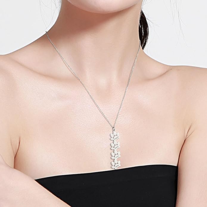 MeMeDIY Personalized Paw Print Necklace for Women Engraved Name Dog Paw Necklace Stainless Steel/925 Sterling Silver Paw Necklace Pet Memorial Necklace 1-4 Cat Paw Print Necklace