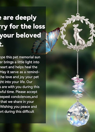 Cat Memorial Suncatcher - Lost of Cat Bereavement Gift Idea, Pet Loss Sympathy Gifts, Thoughtful Cats Remembrance Sun Catcher, Passing Away Remembrance Memory Gift