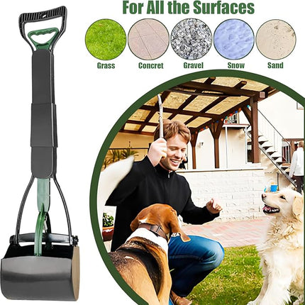 Dog Pooper Scooper for Large Medium & Small Dogs Heavy Duty,Long Handled Dog Poop Scooper for Grass,Durable Dog Poop Pick Up Tool (Dark Green)