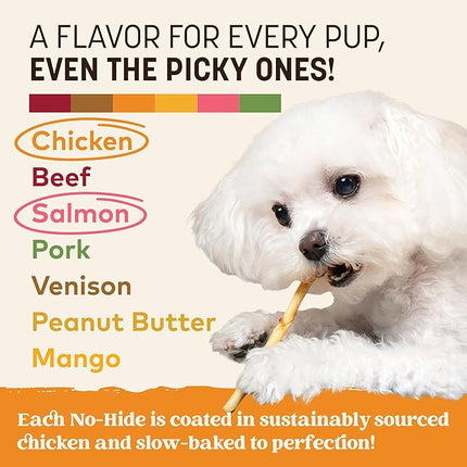 Earth Animal No Hide Stix - Long Lasting Rawhide Free Small Dog Chews Sticks, Chicken & Salmon Variety Bundle - 40 Count Value Pack