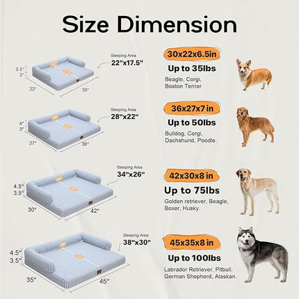 Dog Bed Medium Size Dog-Orthopedic Waterproof Bed for Dogs,Foam Couch Sofa with Washable Removable Cover & Non-Slip Bottom