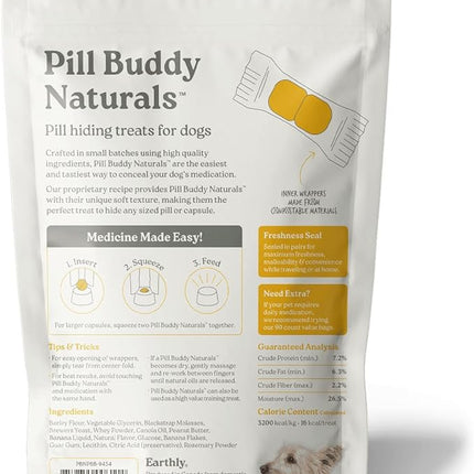 Earthly Pill Buddy Naturals - PB & Banana Recipe Pill Hiding Treats for Dogs - Make A Perfect Pill Concealing Pocket Or Pouch for Any Size Medication - 30 Servings