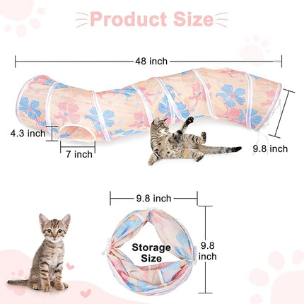 Glittme Cat Tunnel - S-Shape Peekaboo Cave With Toys, Foldable Tubes for Indoor Cats, Rabbits, Puppies, Guinea Pigs