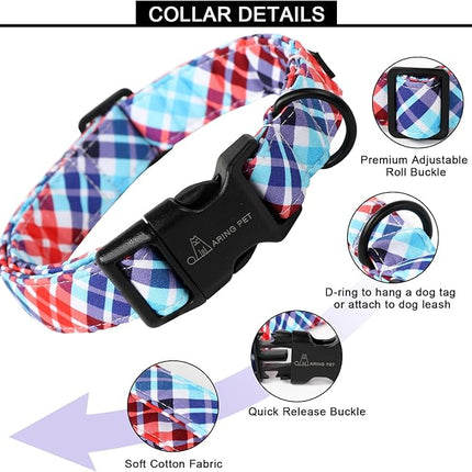 ARING PET Plaid Dog Collar-Cute Dog Collar for Small Dogs, Adjustable Cotton Pet Collars Puppy Collar for Small Medium Large Boy and Girl Dogs