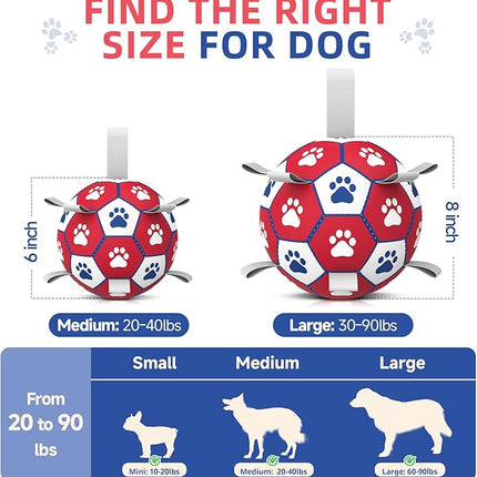 Diman Dog Balls, Dog Soccer Ball with Straps for Indoor Outdoor Play, Pet Toys Balls for Small Medium Dogs, Dog Birthday Gift, Interactive Dogs Toy for Tug of War (6 inch)