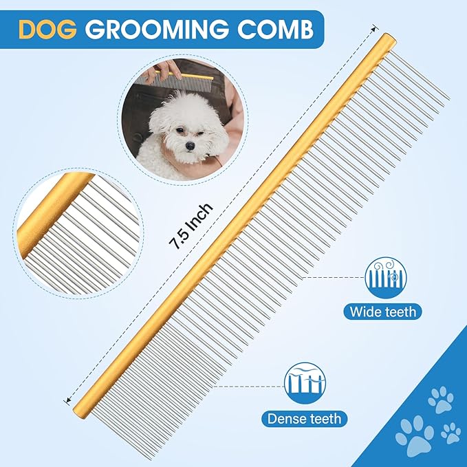 JASON Professional Dog Grooming Scissors Set - 6 in 1 Sharp Shears Set With 7" Thinning, Chunker, Straight, Curved Shears and Comb for Cat Pet, Rosegold