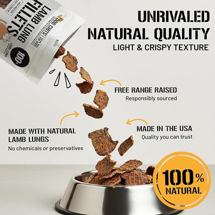 Dog Chits Lamb Lung Fillets Dog and Puppy Treats - Low Fat, High Protein Single Ingredient Dog Treat - Easy to Break Slices - Great for Training - Made in USA, Large 10 oz. Bag