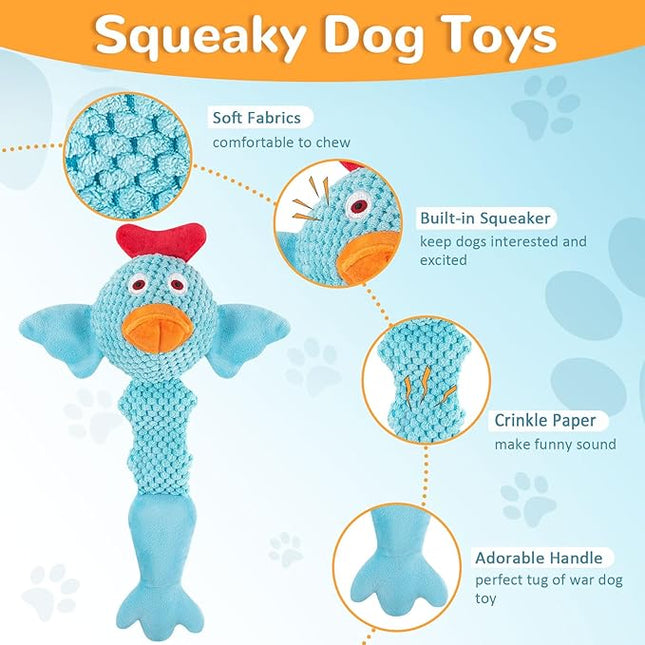 Squeaky Dog Toys for Medium and Small Dogs-Interactive Tug of War Toy for Puppy Teething,Great Plush Dog Toy for Dogs to Keep Them Busy