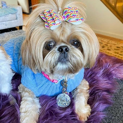 Blueberry Pet Classic Fuzzy Textured Knit Pullover Crew-Neck Dog Sweater in Heather Blue, Back Length 18", Pack of 1 Clothes for Dogs