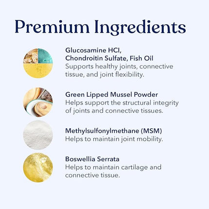 Honest Paws Joint Supplement for Dogs - Supports Mobility, Hip & Joint Health, Eases Stiffness - Glucosamine, Green Lipped Mussel, Fish Oil, Chondroitin Sulfate, MSM, Vitamin C