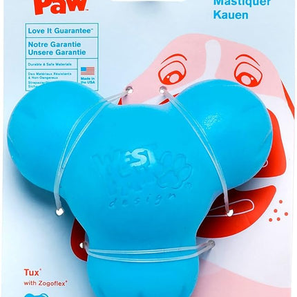 WEST PAW Zogoflex Tux Interactive Treat Dispensing Dog Chew Toy for Aggressive Chewers, 100% Guaranteed Tough, It Floats!, Made in USA, Large, Aqua
