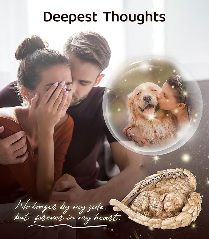 Dog Memorial Stone for Outdoor, Pet Memorial Stones for Dogs with Personalized Engraving, Weather-Resistant Garden Stone for Pet Cemetery, Backyard & Memorial Garden to Honor Pets(Light Brown)