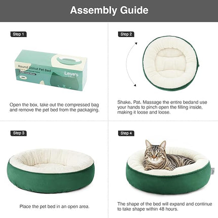 Love's cabin Round Donut Cat and Dog Cushion Bed, 20in Pet Bed for Cats or Small Dogs, Anti-Slip & Water-Resistant Bottom, Super Soft Durable Fabric Pet Beds, Washable Luxury Cat & Dog Bed Green