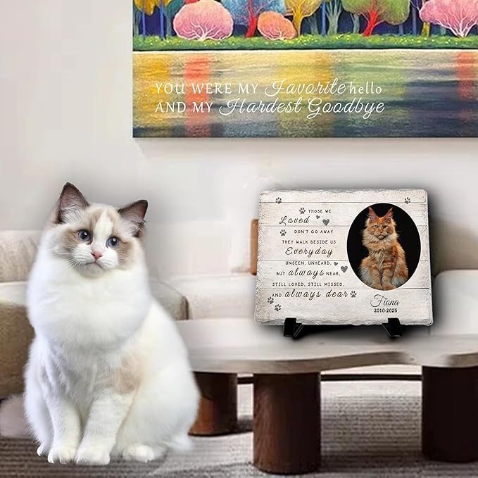 Personalized Pet Memorial Stone, Custom Dog Memorial Gifts for Loss of Dog with Photo Name Date, Dog Remembrance Gift, Loss of Dog Sympathy Gift for Dog Cat Lovers (Quote 8)