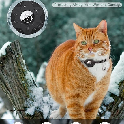 Apple AirTag Cat Collar, GPS Tracker Kitten Collar with Breakaway Feature and Bell, Lightweight for Cats and Kittens (Black)
