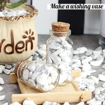 Howlite Aquarium Gravel Rocks Natural Tumbled Healing Crystal Chips Bulk Gemstones Crushed Stones for Fountain Vase Filler Planters Decorative Fish Tank Potted Reiki Energy Balancing 0.45lb