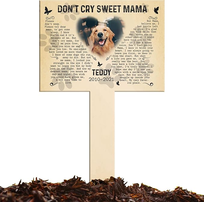 Personalized Pet Memorial Garden Stake Animal Cross Stake Pet Cemetery Memorial Gifts for Friends Christmas Remembrance Gifts Custom Plaque for Someone Who Lost Grief Funeral Loss