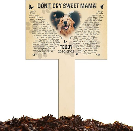 Personalized Pet Memorial Garden Stake Animal Cross Stake Pet Cemetery Memorial Gifts for Friends Christmas Remembrance Gifts Custom Plaque for Someone Who Lost Grief Funeral Loss