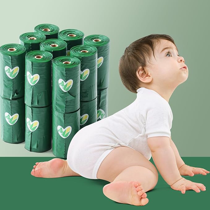 Pkpoo 100% Compostable Dog Poop Bags with Handles, Extra Wide, Vegetable-Based Large Poop Bags for Dogs, Biodegradable Waste Bags for Poo, Cat Litter, Diaper Sacks, Unscented, 180 Counts