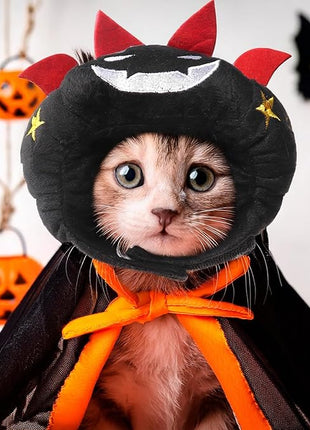 Cat Halloween Costumes Halloween Devil Horn Hat for Dogs Cats Adjustable Cute Black Demon Cap Festival Pet Head Dress Up Accessories for Halloween Puppy Kitten Cosplay Costume Gifts