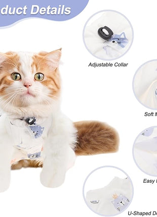 Cat Recovery Suit, Soft Breathable Cat Surgeries Suit, Cat Onesie for Cats After Surgeries, Prevents Licking Wounds, M, White