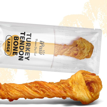 iPaw Turkey Tendon for Dogs, Ingredient Sourced from USA, Hypoallergenic, All Natural Human Grade Puppy Chew, Dog Treats for Signature Series, Rawhide Alternative, 1 Units/Pack Bone (Large)