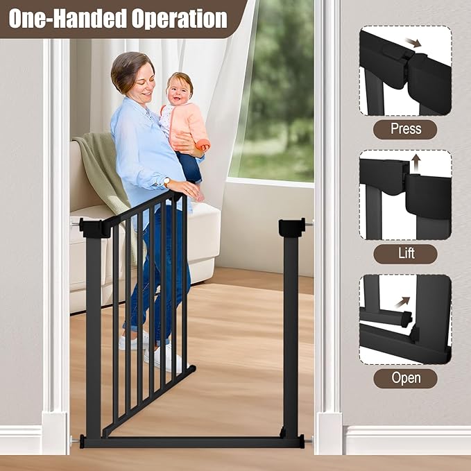 41" Extra Tall Baby Gate for Big Dog No Jumping Over, 30-40.9" Wide Pet Safety Gate Indoor for Doorways No Drilling,Auto Close Child Puppy Gates for Stairways Pressure Mounted (Black)