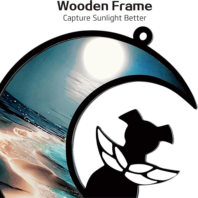 Dog Memorial Sun Catcher with Sympathy Cards, Loss of A Dog Sympathy Gift, Personalized Pet Memorial Gifts, Pet Remembrance Ornaments for Window Hanging - Moonlight