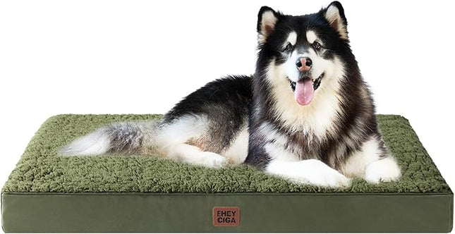 EHEYCIGA Orthopedic XXL Dog Beds for Jumbo Dogs with Removable Washable Cover,Dark Green, 50x36
