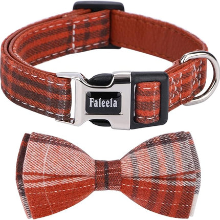 Faleela Soft &Comfy Bowtie Dog Collar,Detachable and Adjustable Bow Tie Collar,for Small Medium Large Pet (Small (Pack of 1), Orange)