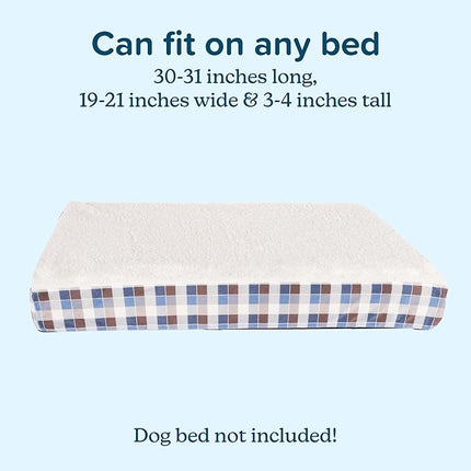 Dog Bed Replacement Cover ? Medium Pet Duvet with Sherpa Top, Non-Slip Bottom - Dog Bed Washable Removable Cover by PETMAKER (Brown/Blue Plaid)