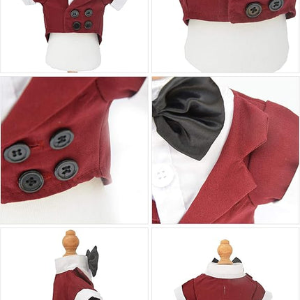 Lovelonglong Bulldog Costume Dog Suit Formal Tuxedo with Black Bow Tie Wedding Clothes for Pugs/French Bulldog/English Bulldog/American Pit Bull Brown B-S