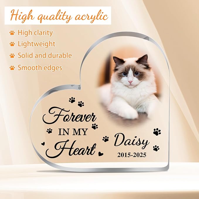Cat Memorial Gifts for Loss of Cat Custom Pet Memorial Acrylic Plaque Pet Loss Gifts Pet Memorial Gifts for Dogs Cats Dog Remembrance Bereavement Gift Dog Death Sympathy Gift in Memory of Dog Keepsake
