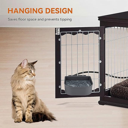 NAMSAN Small Heated Pet Bowl for Cats Rabbits, Outdoor and Indoor, 1 L Heated Water Bowl for Chicken Birds Ice Free, Thermal-Bowl for Dog Cage, Hanging Kennel Dish, Self-Assembly